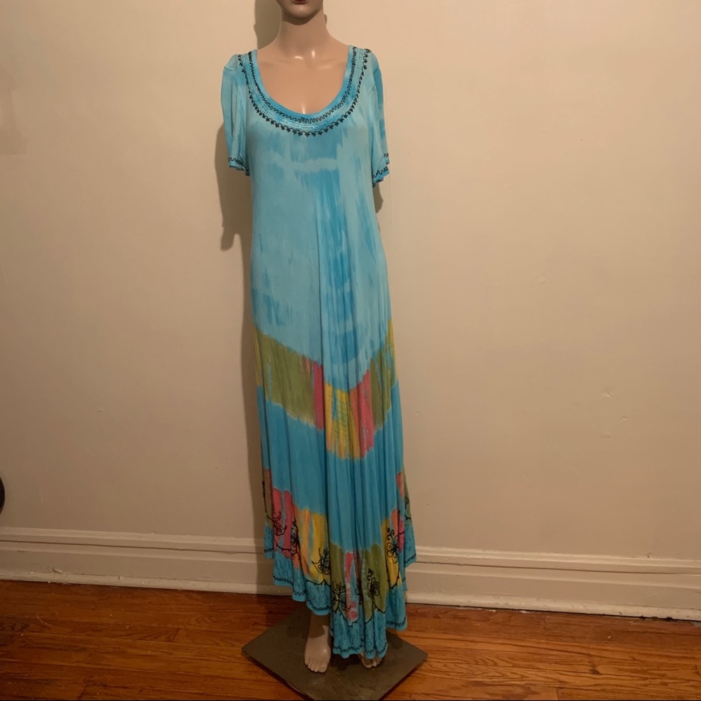 Maxi dress blue multi color - free size